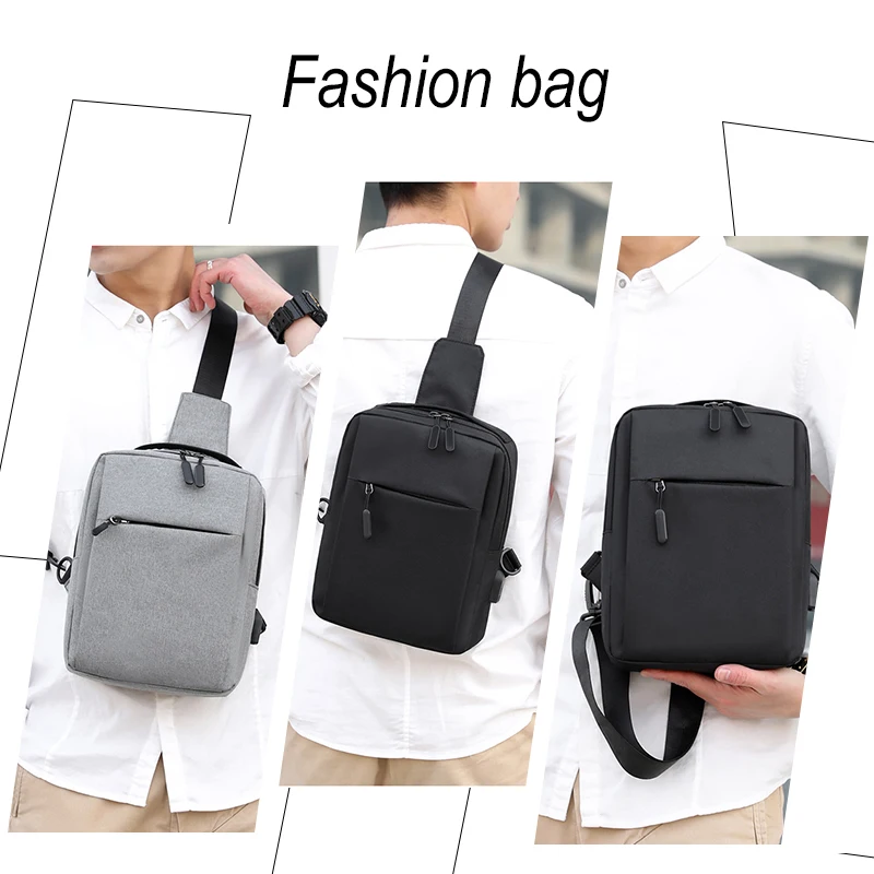 Mini Chest Bags For Men Casual Waist Bag Short Trip Travel Carry Bags Men's USB Charging Shoulder Crossbody Bags Nylon Handbags