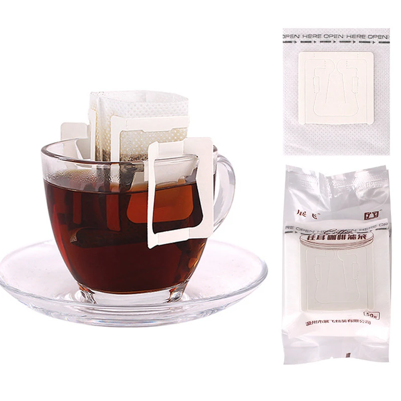 

50pcs/25pcs Disposable Drip Coffee Cup Filter Bags Office Travel Brew Coffee and Tea Tool Coffees Filters Paper for Dropshipping