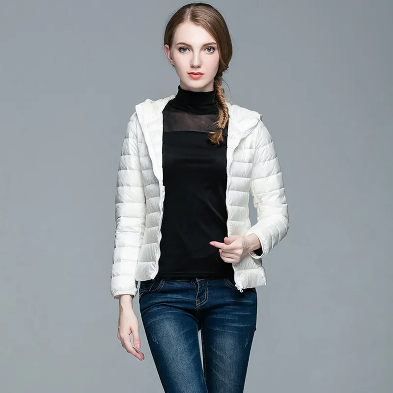 Hoody Duck Down Winter Jackets Women 2022 Autumn New Light Down Coats Women Short Hooded Windbreak Slim Down Jackets Wholesale