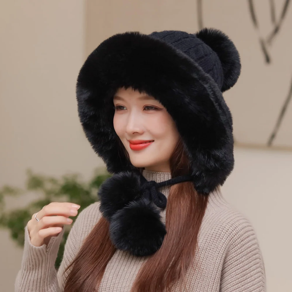 

Модные женские зимние большие мешковатые шапки для девочек, вязаная шапка, женские теплые толстые плюшевые пушистые шапки 3 + M6024 #