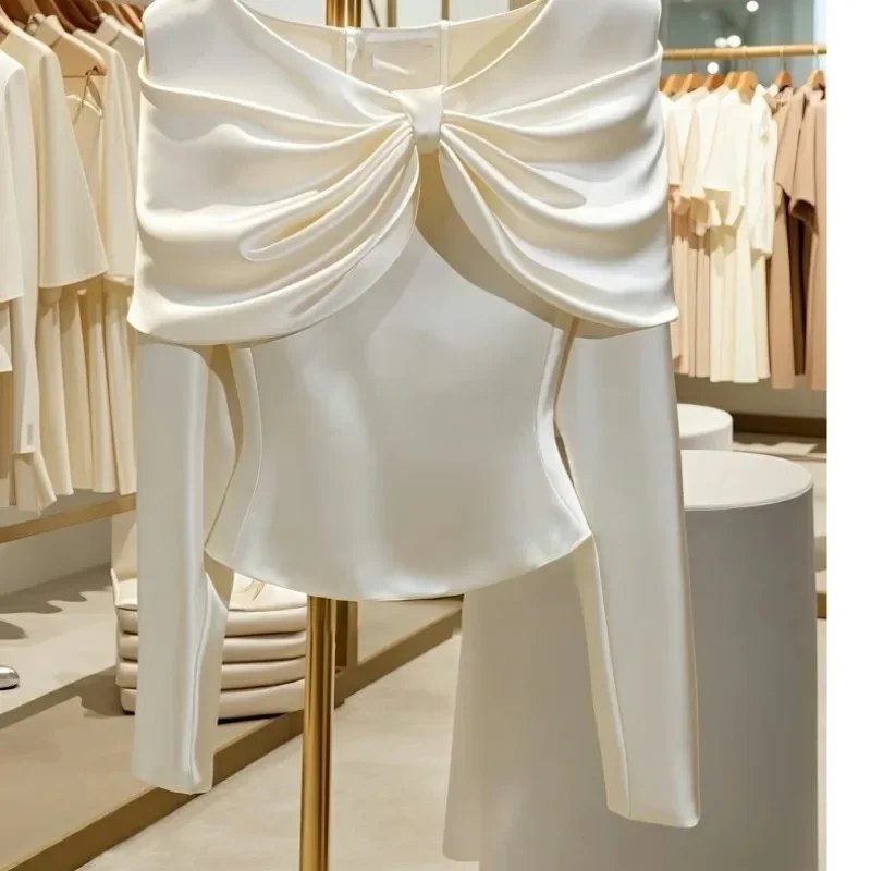 Весенне-осенняя французская модная белая блузка женские топы легкие роскошные