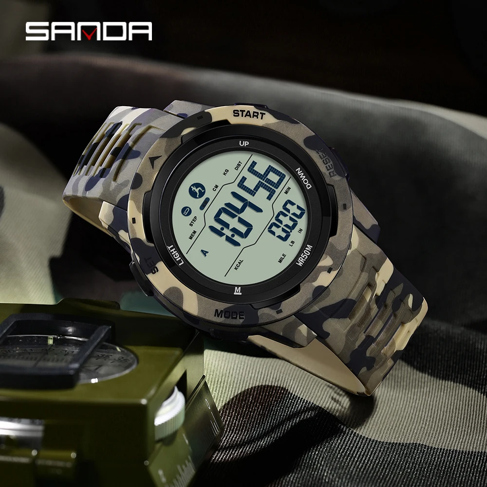 SANDA 2024 лучшие практичные мужские часы 5 атм водонепроницаемые спортивные военные
