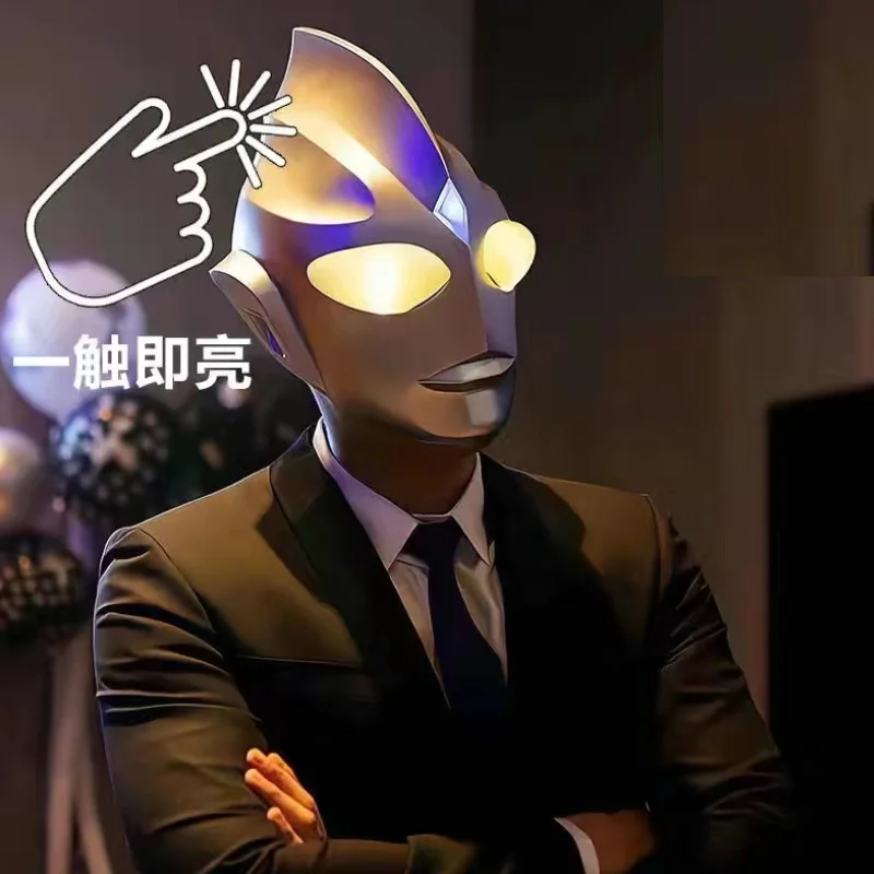 

Головной убор в стиле аниме Ultraman Tiga, шлем, светящаяся маска, супермужская искусственная сенсорная переключатель, игрушка для взрослых, подарок