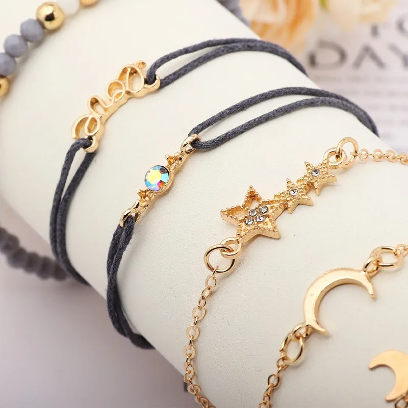 Серый браслет на руку из бисера набор шести предметов Pandora оригинальная