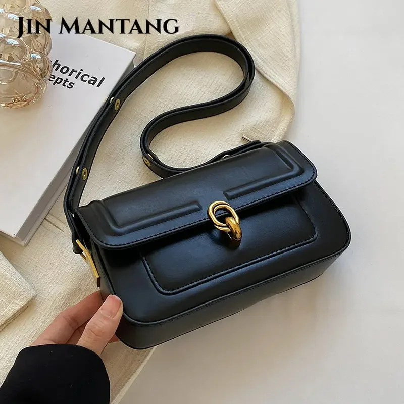 

JinManTang Vintage Small PU Leather Flap Bags for Women 2022 Hit Trend Female Branded Trending Crossbody Bag Handbag