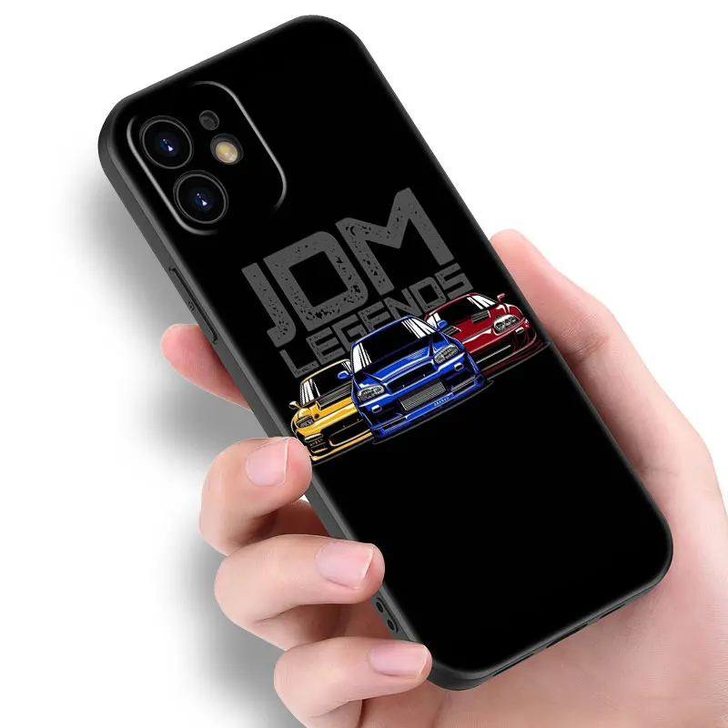 Черный чехол JDM для телефона с изображением спортивных автомобилей и комиксов Apple