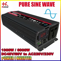 1000w 6000w car power inverter dc 48v60v to ac 220v 230v pure sine wave inversor 12 v 230 v auto car convertor invertor
