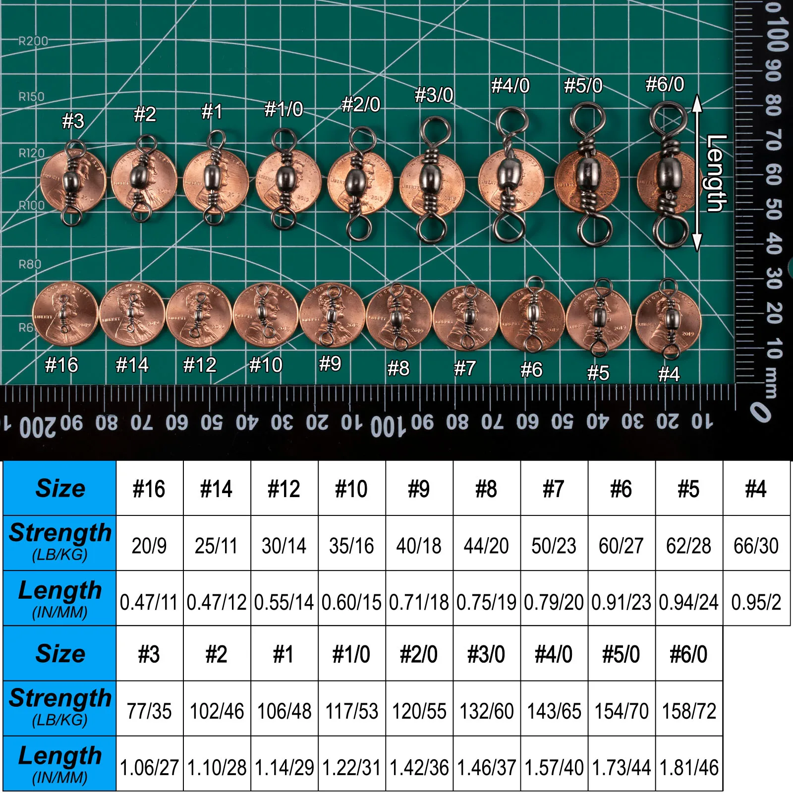 50/100 шт. высокопрочные рыболовные Вертлюги #1-#6/0 вертлюг из нержавеющей стали
