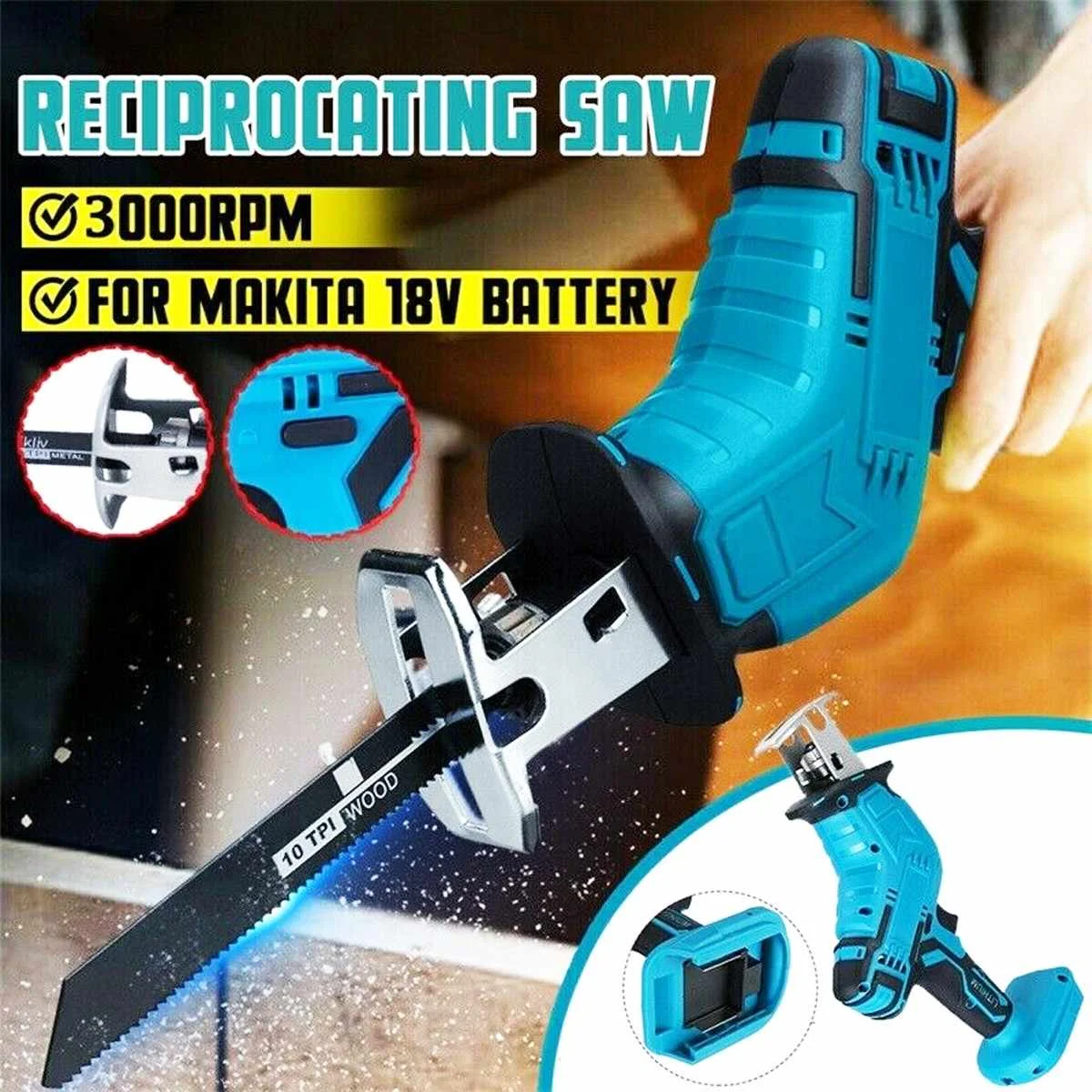 Сабельная пила по дереву и металлу, 3000 об/мин