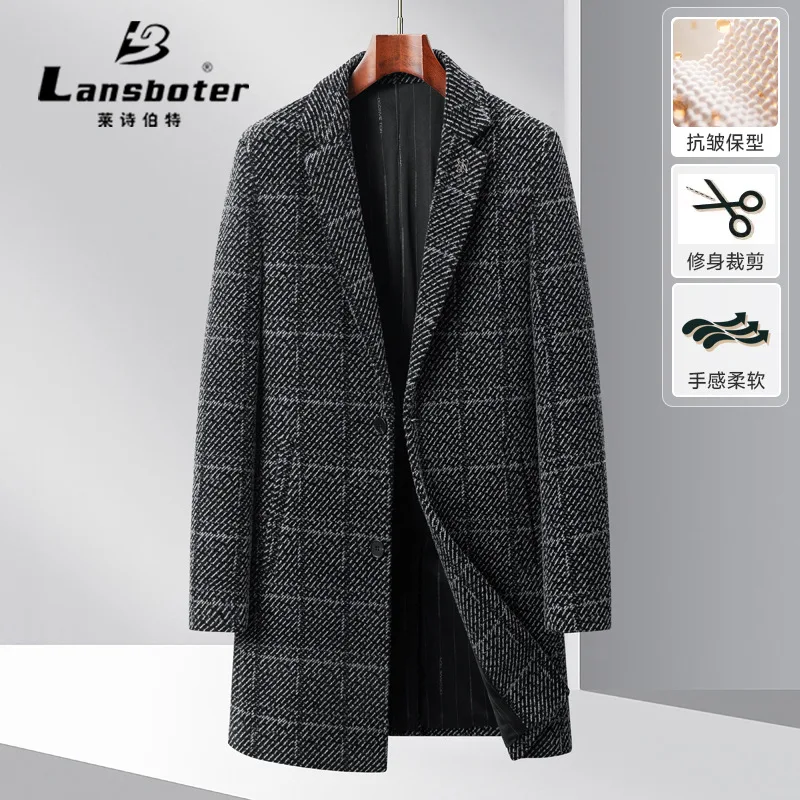 Осень/зима 2024 новое мужское облегающее снежное кашемировое пальто ветровка