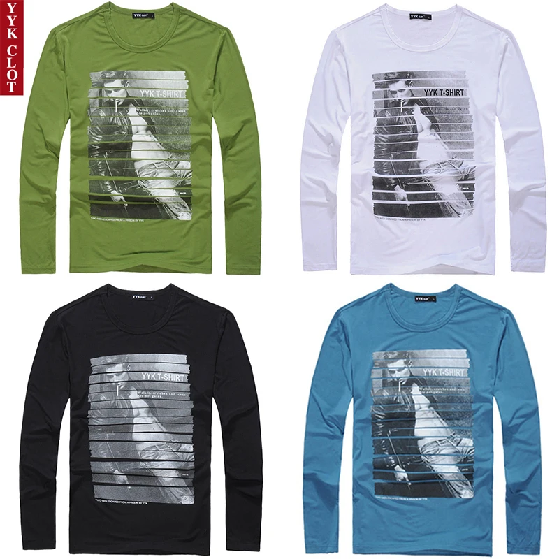 

Printing Long-sleeved T-shirts 2022 Summer New Cotton White Solid T Shirt Men Causal O-neck T-shirt Male High Quality Black Tops
