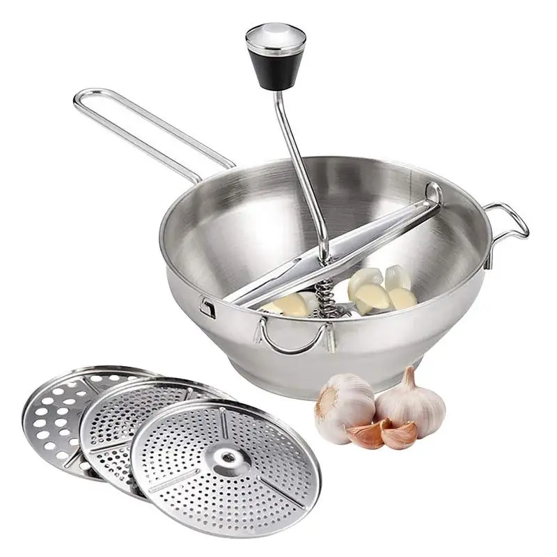Manual Food Mill with 3 Grinding Disks Rotary Blender Vegetable Cutter Kitchen Chopper Stainless Steel Mashed Potatoes Jams