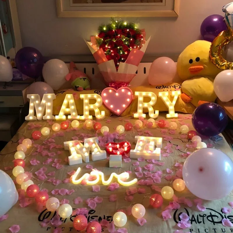 

Alphabet Letter LED Lights Luminous Number Lamp for Bedroom Wedding Birthday Party Festival Decoration Night Light Home Decor