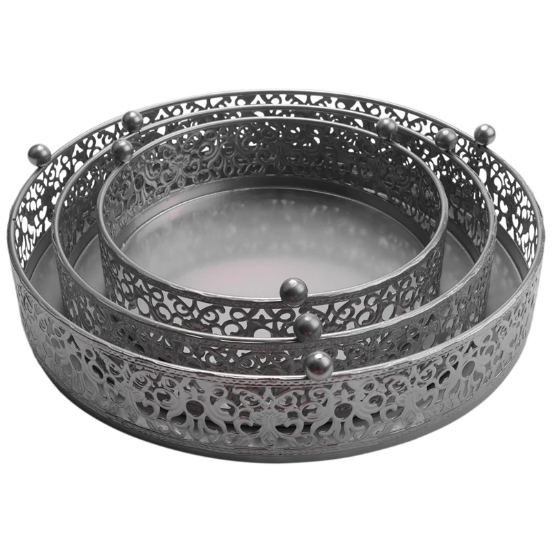 

3 Pieces Cake Stands Set Round Cupcake Stands Set Iron Wedding Brithday Party Celebration Dessert Display Plates