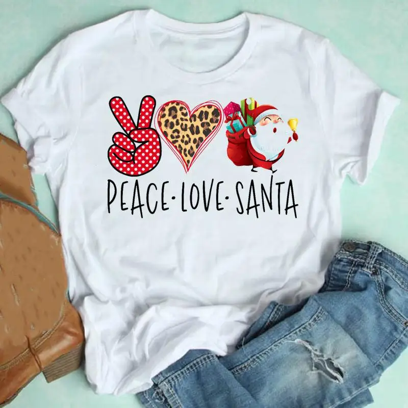 

Счастливого Рождества, Санта-Клаус, счастливого времени, женская модная Новогодняя женская футболка, красивый топ, графическая футболка, фу...