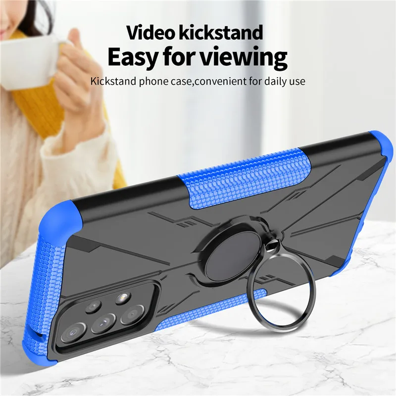 Shockproof Cover For Samsung Galaxy A53 5G Case Samsung A53 Cover 6.5 inch Armor PC Protective Ring Stand Bumper For Samsung A53