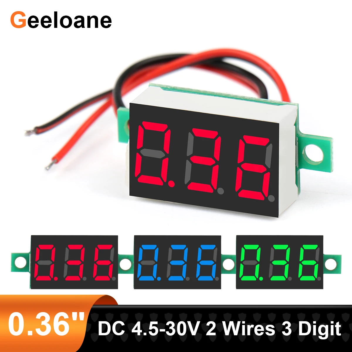 

0.36" Mini LED Digital Voltmeter DC 4.5-30V 2 Wires 3 Digit Voltage Panel Meter Display Meter DIY Reverse Polarity Protection
