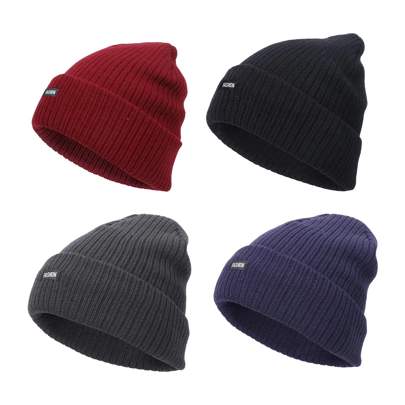

Men's Soft Solid Color Thermal Thick Warm Knit Beanie Hat for Outdoor Cold Weather Skiing