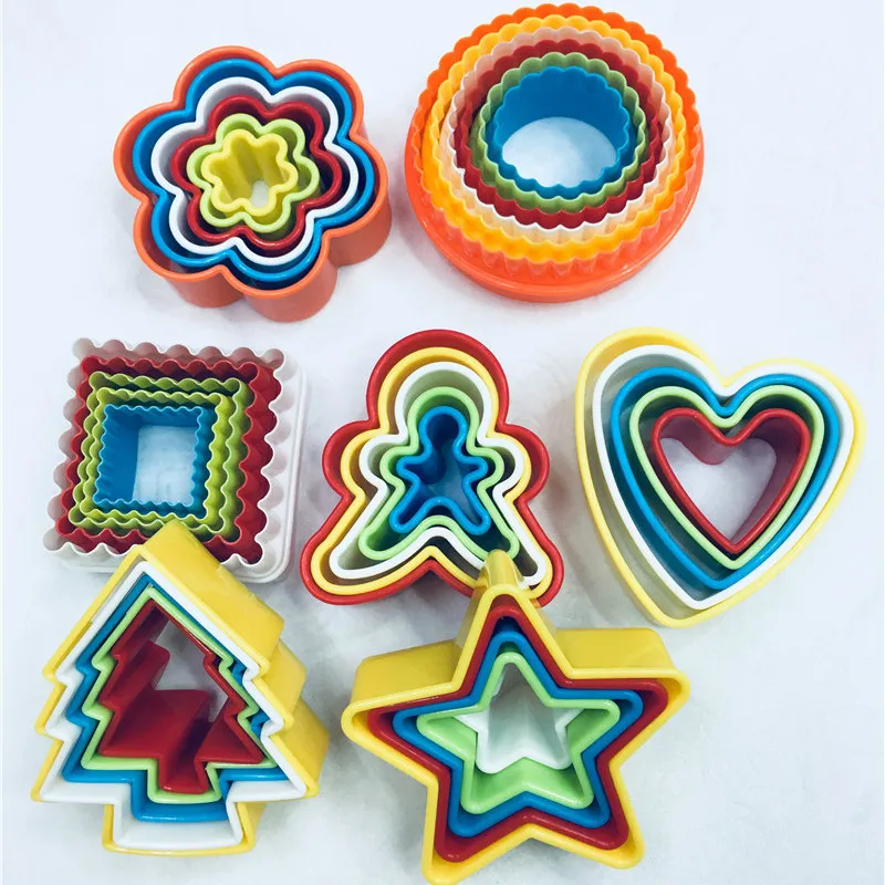 

5/6Pcs/set Heart Cookies Cutter Molds Plastic Cake Mould Biscuit Plunger Forms For Cookies Cake Decorating DIY Baking Tools
