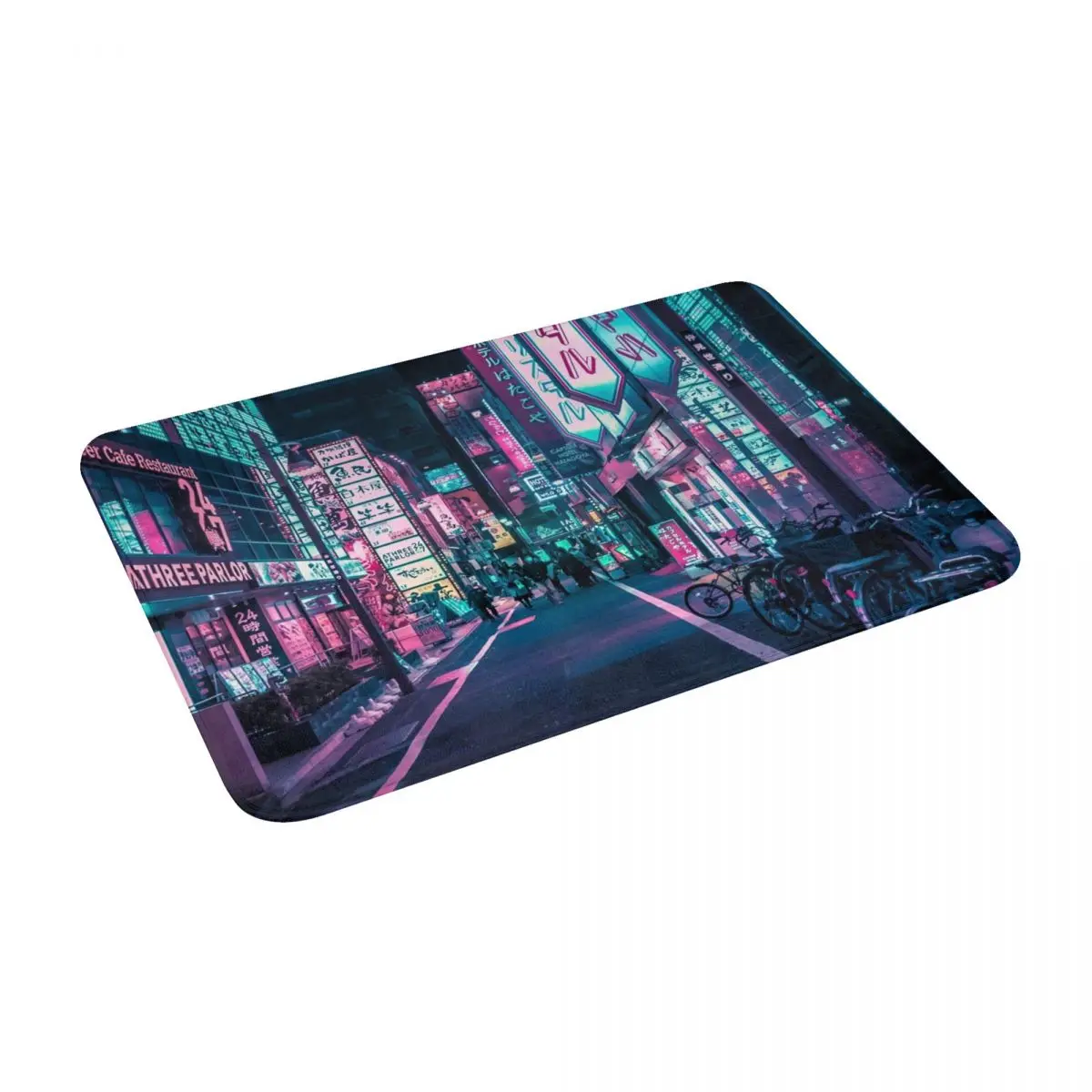 

Tokyo A Neon Wonderland Bath Door Floor Mat Anti-slip Rug Carpet Entrance Living Room Home Kitchen Washable Fluff Bathroom Porch