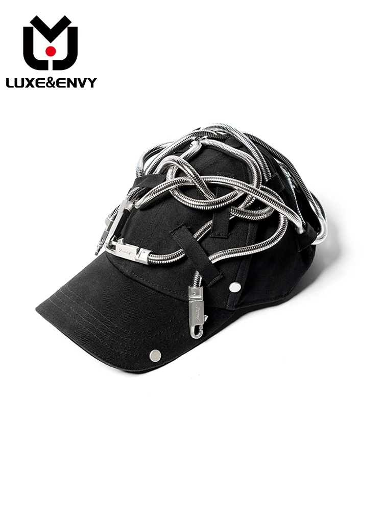 LUXE&ENVY Dark Pioneer Metal Snake Bone Chain Face Small Baseball Cap Spring Summer 2023 New Men