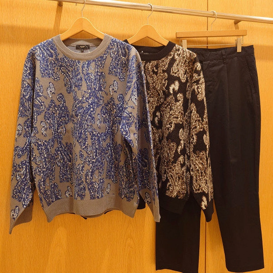 23 Autumn New Japan fashion Retro Jacquard round Neck Pullover Sweater Loose Casual Men's and Women's Long sleeve Knit |