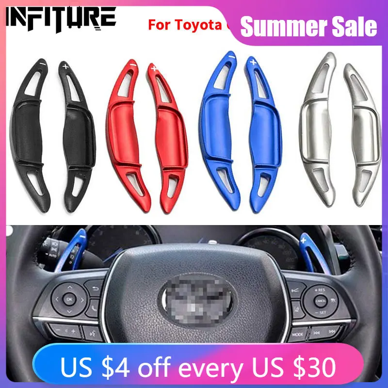 

2x Car Steering Wheel Shift Paddle Extension Auto Direct Shifter Gear Blade DSG Sticker Aluminum For Toyota Camry 2018 2019 2020