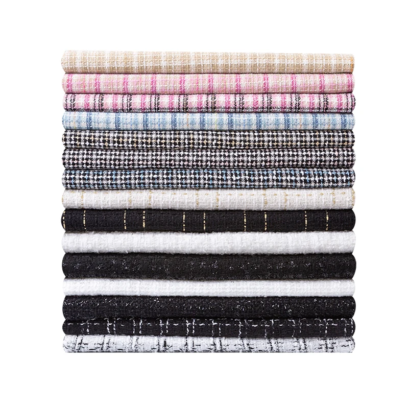

Tweed Fabric Thickened Woolen Plaid Golden Silver Sequin Cage for Sewing Winter Coat Suit by the Meter