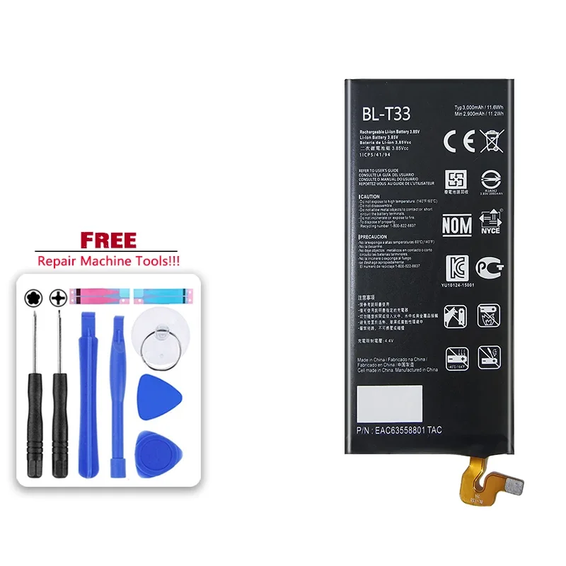 Аккумулятор BL-T33 емкостью 3000 мАч для LG Q6 M700A M700AN M700DSK M700N Bateria + бесплатный