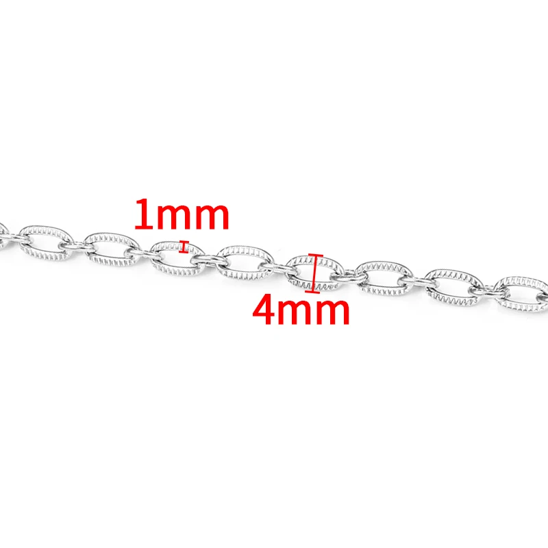 1Meters Stainless Steel Pressing Mark Chains Plated 18K Gold Jewelry Making Supplies DIY Men Women Necklace Bracelet Findings