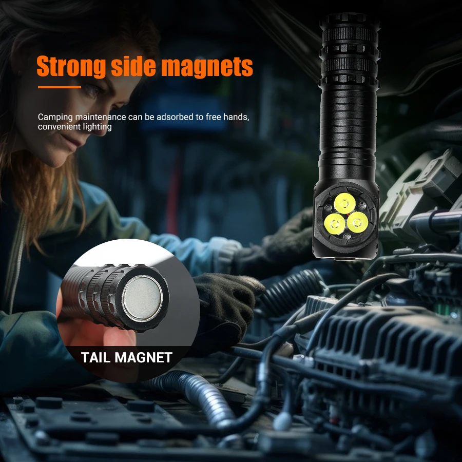 Новинка Головной фонарь с 3 лампами лм высокомощный Type-C перезаряжаемый магнитом