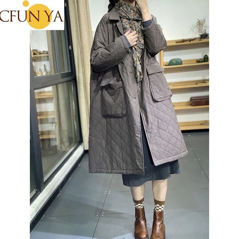 

CFUN YA Autumn Winter Coat Women 2022 New Parka Female Mother Wear Cotton-Padded Jacket Women's Long Loose Coat Size M-2XL