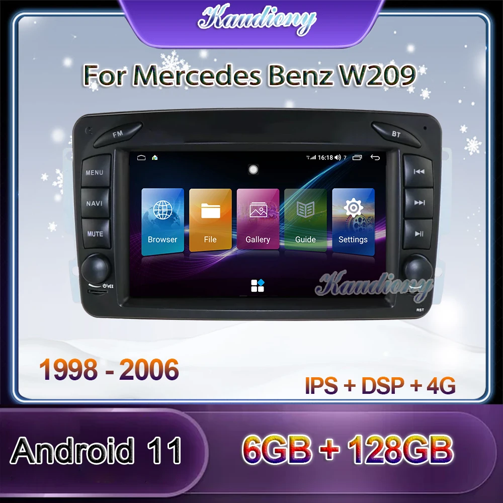 

Kaudiony Android 11 Car Radio For Mercedes Benz CLK W209 W203 W463 W208 Autoradio DVD Player Auto GPS Navigation 4G 1998-2006