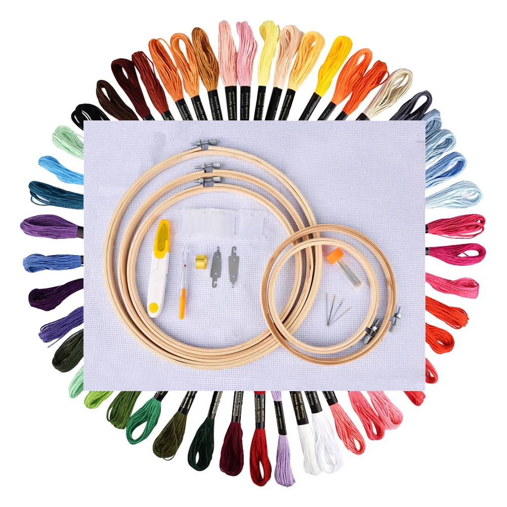 

1 Set Manual Embroidery Kit Blank White Embroidery Cloth Beginners Needlework Tools