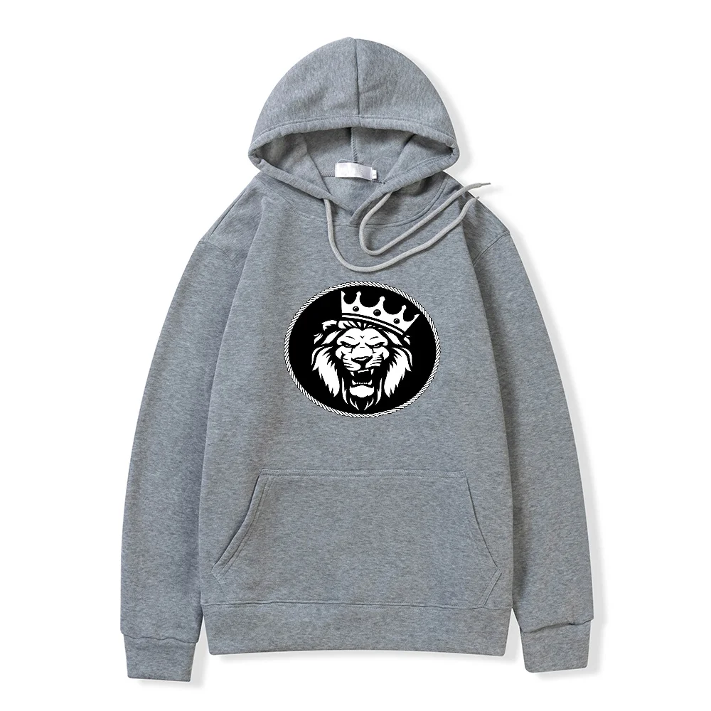 

Lion Print Hoodie Men Long Sleeve Sweatshirt Street Casual Plus Size Sweater Loose Solid Color Jacket