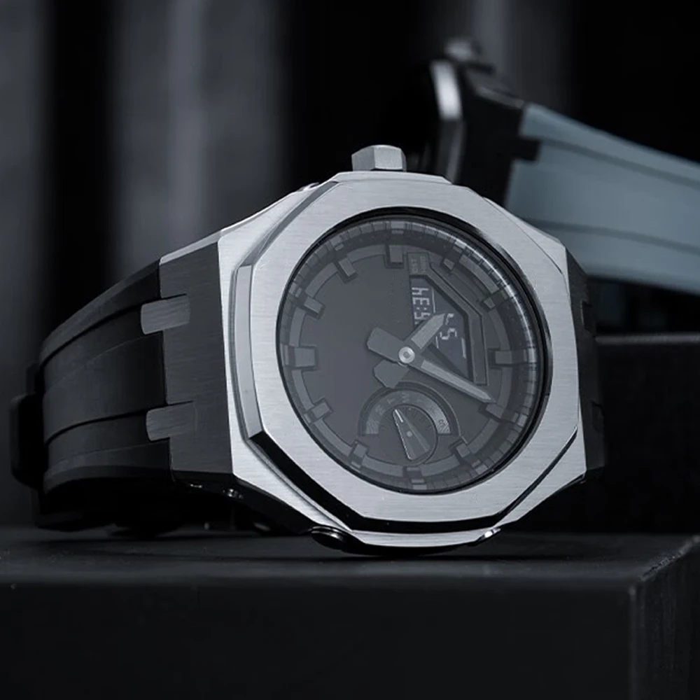 Фото Комплект для модификации GEN4 Casioak GA2100 для G-SHOCK GA2100/GA2110 GAB2100: корпус из нержавеющей стали, безель, резиновый ремешок, комплект для замены и модификации. №2