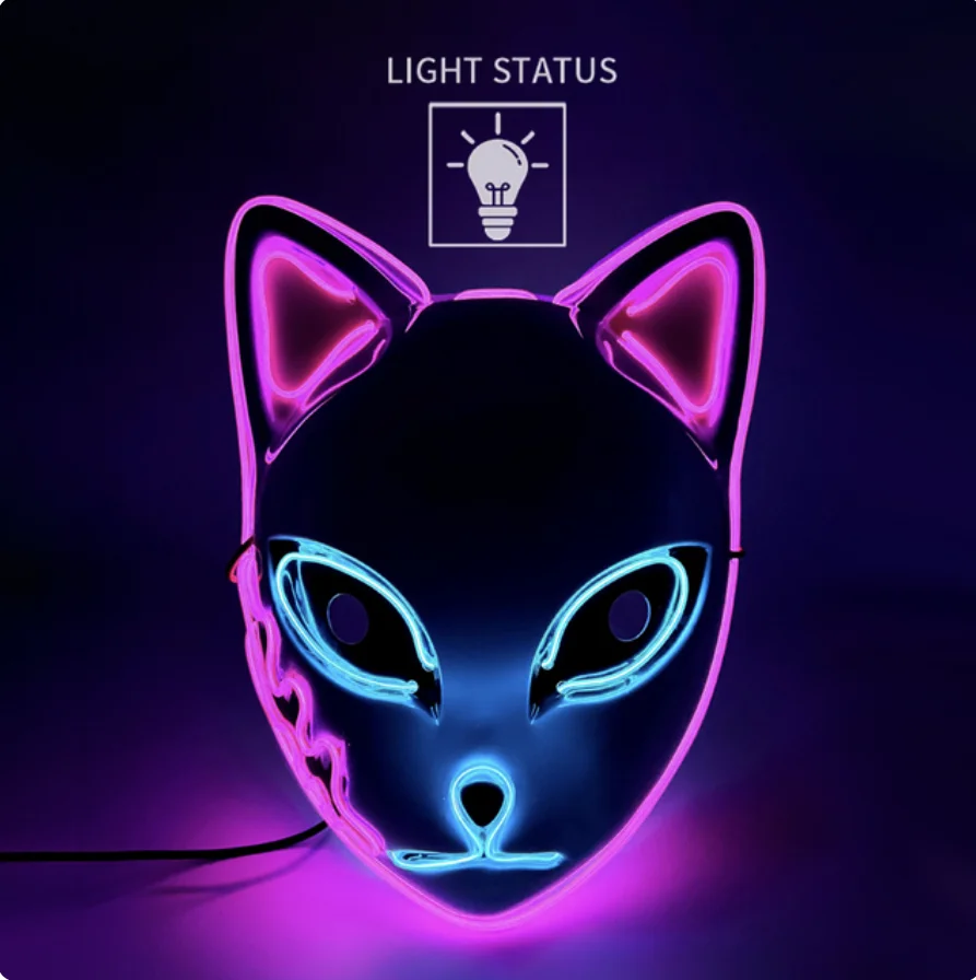 

Halloween Cat Face Mask for Women Halloween Glow LED Masks Anime Cosplay Masks Halloween Christmas Party Lighting Cat Masks