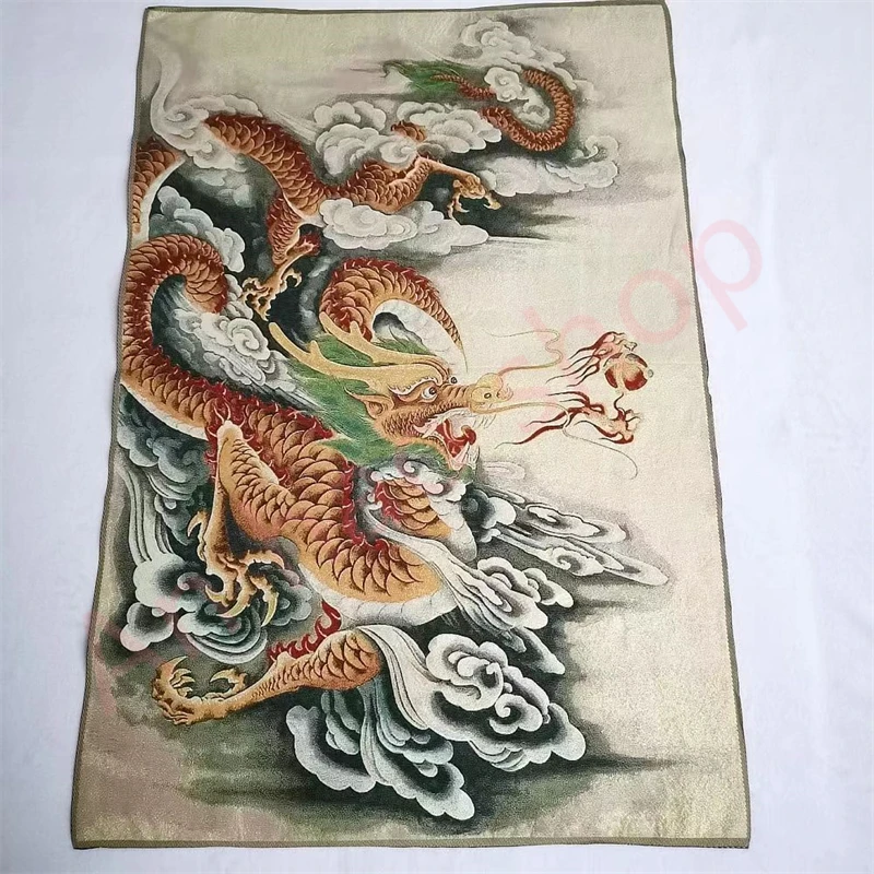 

Thangka, embroidered brocade painting, dragons playing with beads, exquisite home decoration, auspicious，zhenzhai