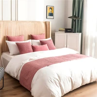 nordic pink velvet wavy pattern bed runner home hotel throw bed towel table runner dining wedding party decor bed tail towel