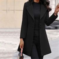 womens fashion long sleeve wool coat suit collar solid color long jacket jacket autumn fashion long korean cardigan jacket