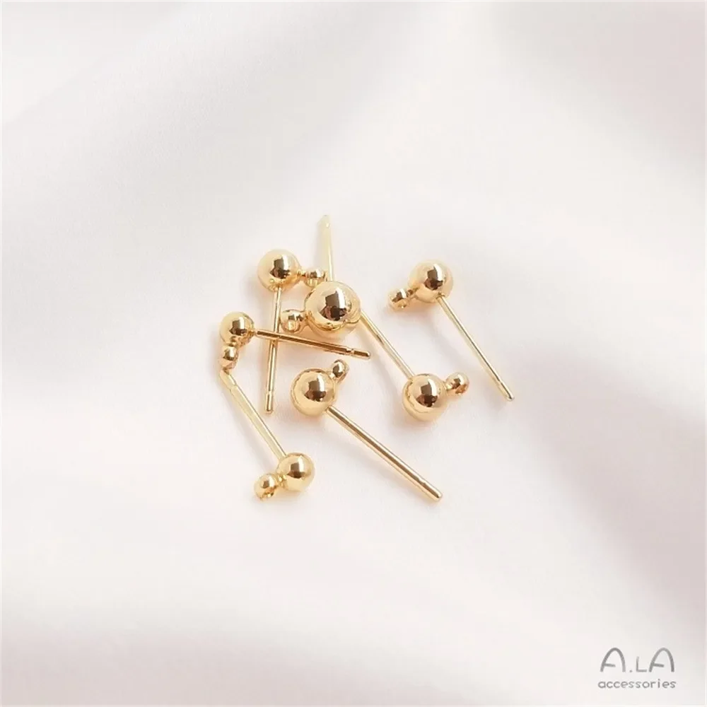 Серьги-гвоздики с золотым шариком 14 к