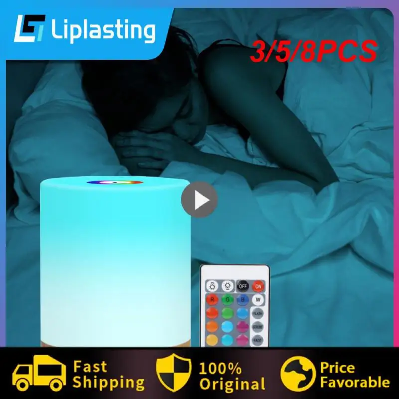 

3/5/8PCS Table Lamp Dimmable Remote Control Bedroom Lamp Rechargeable Led Smart Light Abs/pp Bedside Lamp Touch Smart Night Lamp