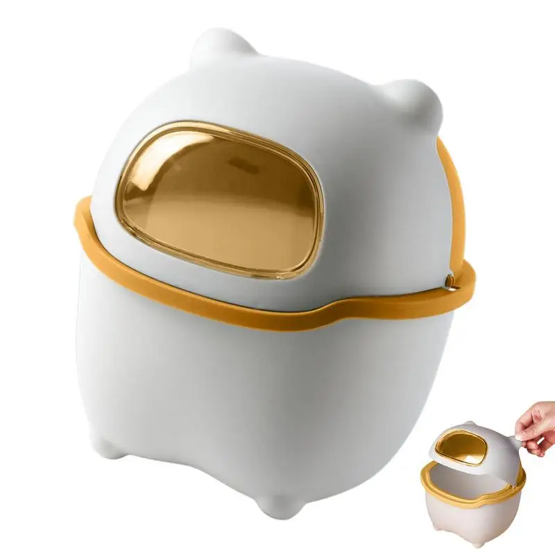 

Trash Can Organizer Ins Desktop With Lid Kawaii Cute Bear Trash Bin Storage Box Girl Pen Holder Storage Bucket Top