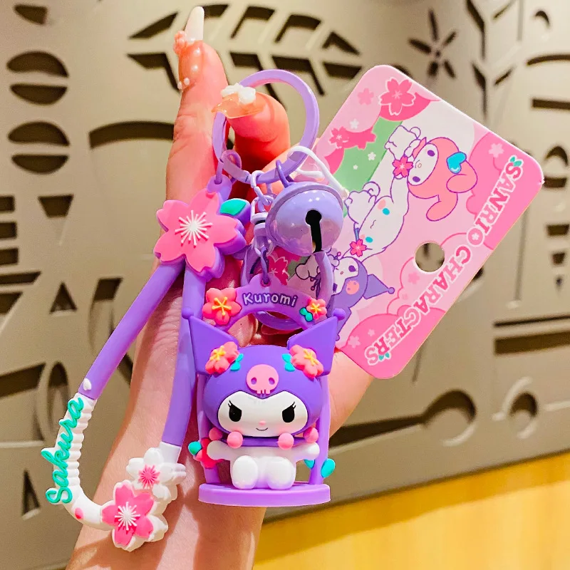 

Genuine Sanrio Kawaii MyMelody Kuromi HelloKitty Cinnamoroll Sanrio Sakura Swing Keychain Girl School Bag Pendant Birthday Gift
