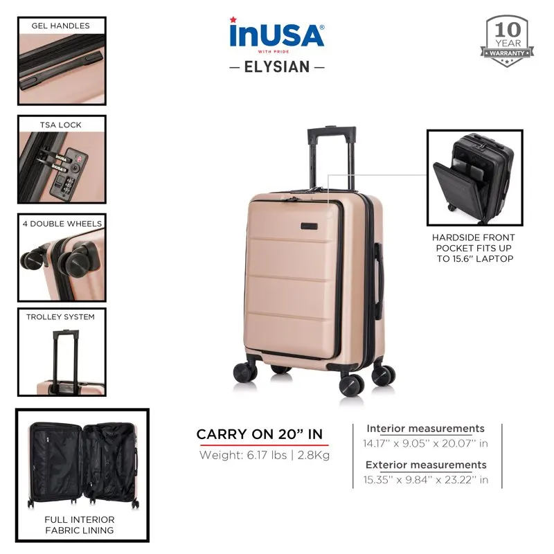 Elysian Lightweight Hardside Spinner 20 inch carry-on Champagne
