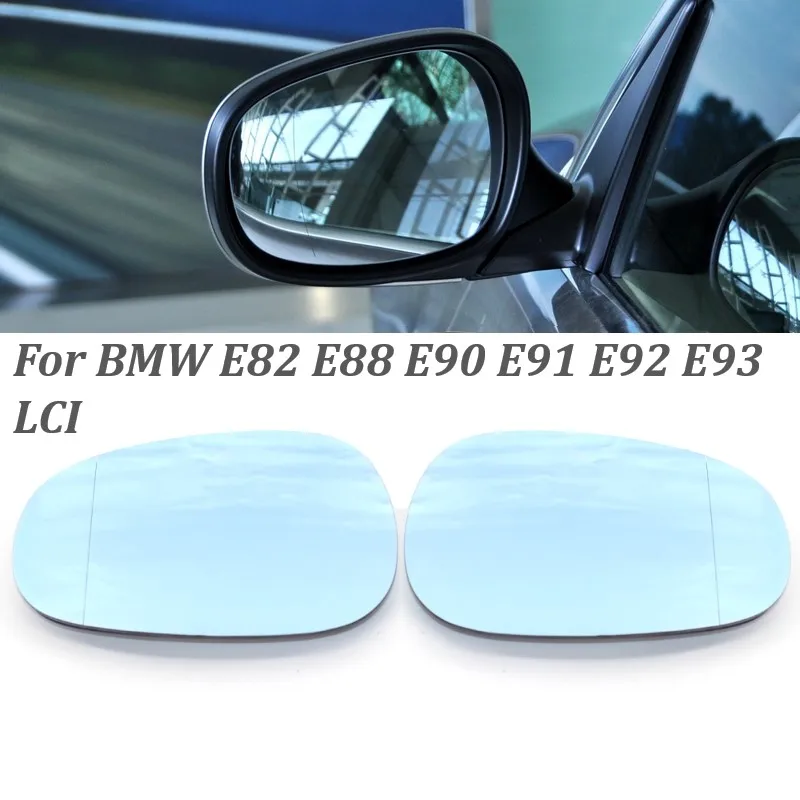 

1 Pair Left Right Car Heated Blind Spot Side Door Wing Rear Mirror Glass Blue For BMW 3 Series E90 E92 E93 LCI 2009-2013