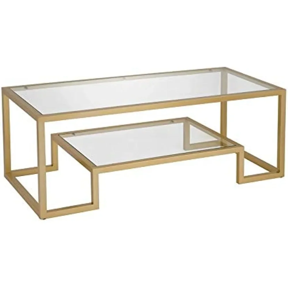 

Henn&Hart 45" Wide Rectangular Coffee Table in Brass, Modern coffee tables for living room, studio apartment essentials