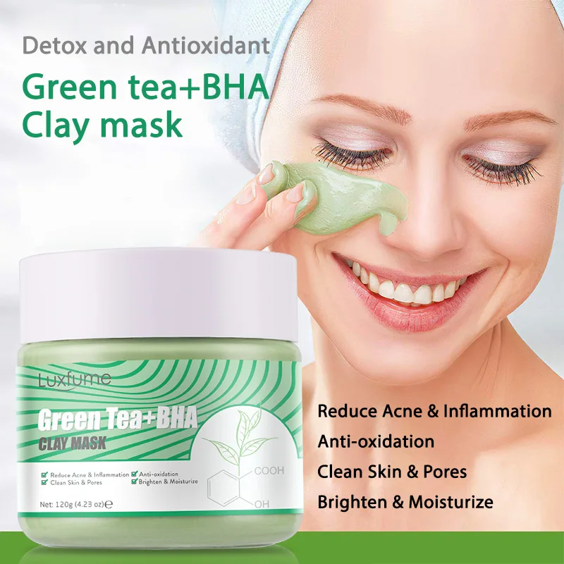 

Green Tea+BHA Clay Mask Deep Cleansing Moisturizing Mask Oil-control Whitening Mask Treatment Blackhead Shrink Pore Acne
