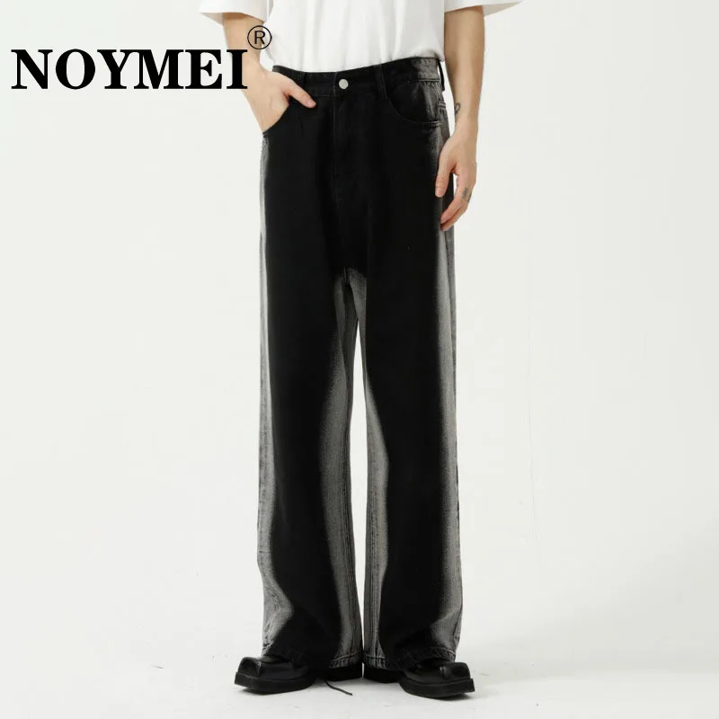 

NOYMEI Autumn Contrast Color Men Tie-dye Straight Jean Denim Fashion Wide Leg Personality High Street Loose Korean Pant WA2078