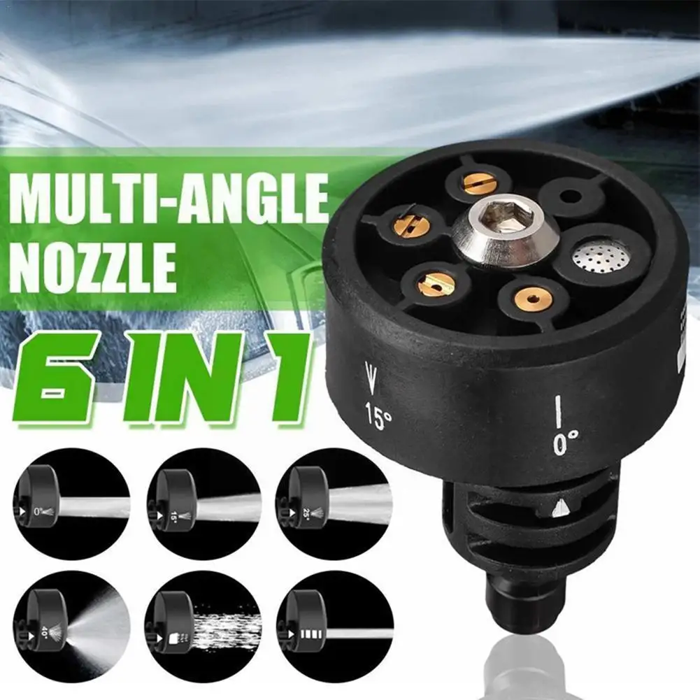 

Plastic 6 in 1 Adjustable Nozzle for 1/4inch High Pressure Cordless Washer Cleaner Water Gun Parts Hose Nozzle H1H6